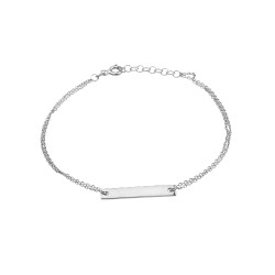 Sterling Silver Bar Bracelet, White Gold Vermeil - 3