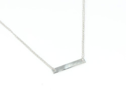 Sterling Silver Bar Double Chains Dainty Necklace, White Gold Plated - 2