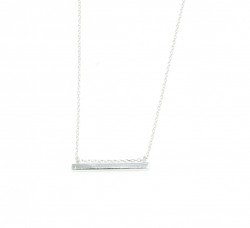 Sterling Silver Bar Necklace, White Gold Plated - 2