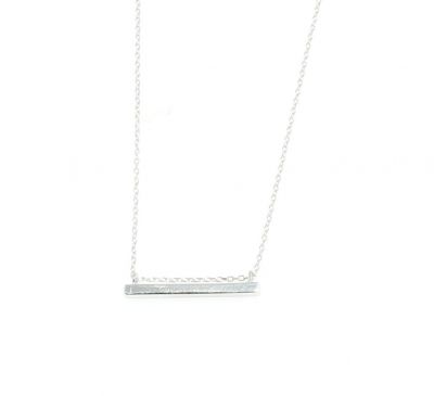 Sterling Silver Bar Necklace, White Gold Plated - 2