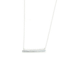 Sterling Silver Bar Necklace, White Gold Plated - 4