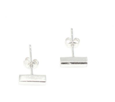 Sterling Silver Bar Stud Earrings - 8