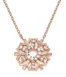 Sterling Silver Big Snowflake Necklace with CZ, Gold Vermeil - 4