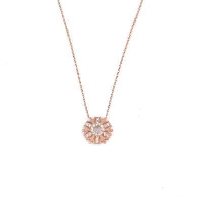 Sterling Silver Big Snowflake Necklace with CZ, Gold Vermeil - 2