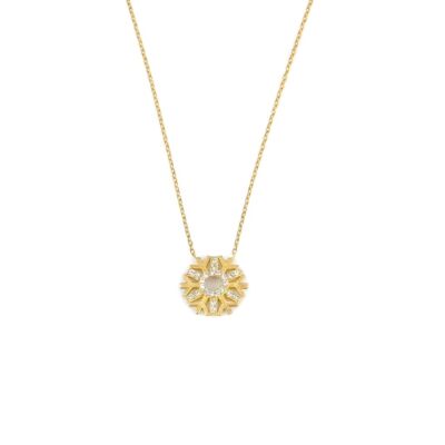 Sterling Silver Big Snowflake Necklace with CZ, Gold Vermeil - 4