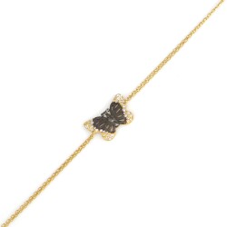 Sterling Silver Black Butterfly Bracelet, Gold Vermeil - Nusrettaki (1)