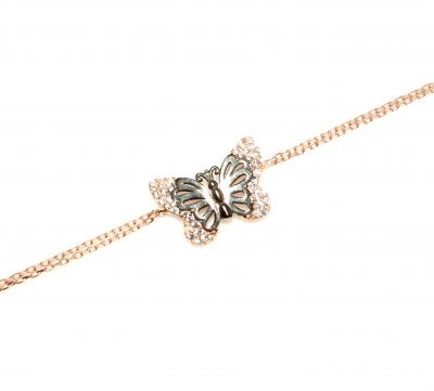 Sterling Silver Black Butterfly Bracelet, Rose Gold Vermeil - 1