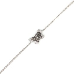Sterling Silver Black Butterfly Double Chain Bracelet, White Gold Vermeil - 2