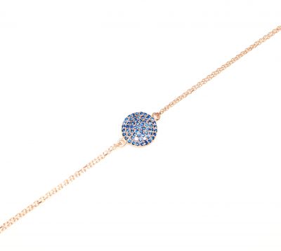 Sterling Silver Blue Stoned Bracelet, Rose Gold Vermeil - 1