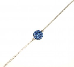 Sterling Silver Blue Stoned Bracelet, White Gold Vermeil - Nusrettaki