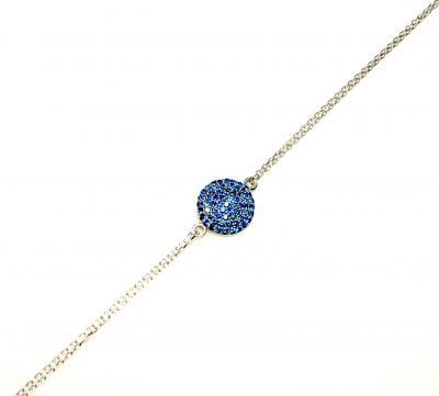 Sterling Silver Blue Stoned Bracelet, White Gold Vermeil - 1
