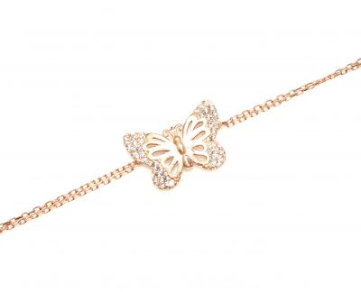 Sterling Silver Butterfly Bracelet, Rose Gold Vermeil - 1