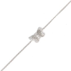 Sterling Silver Butterfly Bracelet, White Gold Vermeil - Nusrettaki