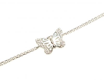 Sterling Silver Butterfly Bracelet, White Gold Vermeil - 3