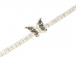 Sterling Silver Butterfly Tennis Bracelet, White Gold Vermeil - Nusrettaki (1)