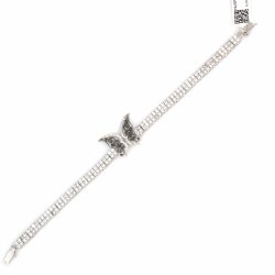 Sterling Silver Butterfly Tennis Bracelet, White Gold Vermeil - 4