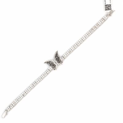 Sterling Silver Butterfly Tennis Bracelet, White Gold Vermeil - 4