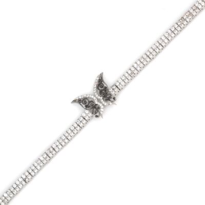 Sterling Silver Butterfly Tennis Bracelet, White Gold Vermeil - 3