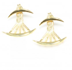 Sterling Silver Crescent Model Fan Earring Jackets, Gold Plated - 6