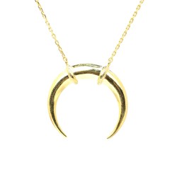 Sterling Silver Crescent Pendant Necklace, Rose Gold Plated - Nusrettaki (1)