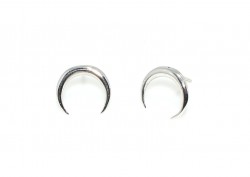 Sterling Silver Crescent Studs, White Gold Plated - Nusrettaki (1)