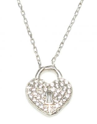 Sterling Silver Dangling Heart Shaped Keyhole Necklace - 5