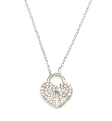 Sterling Silver Dangling Heart Shaped Keyhole Necklace - 6