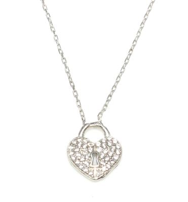 Sterling Silver Dangling Heart Shaped Keyhole Necklace - 6