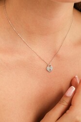 Sterling Silver Dangling Heart Shaped Keyhole Necklace - Nusrettaki (1)