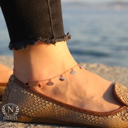 Sterling Silver Designer Anklet, Rose Gold Vermeiled - Nusrettaki