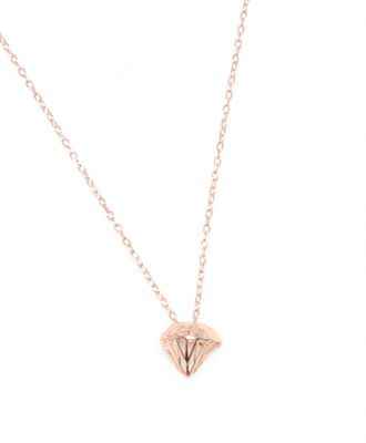 Sterling Silver Diamond Shaped Dainty Necklace, Rose Gold Plated - 2