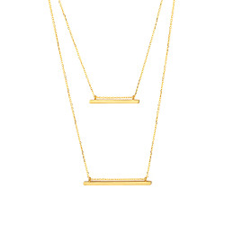 Sterling Silver Double Bars Strand Necklace, Gold Plated - 9