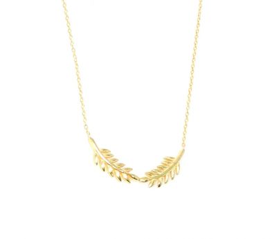 Sterling Silver Double Olive Branch Necklace, Gold Plated - 5