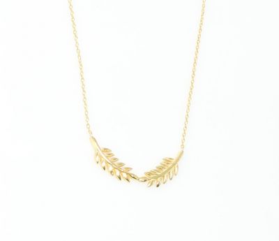 Sterling Silver Double Olive Branch Necklace, Gold Plated - 6