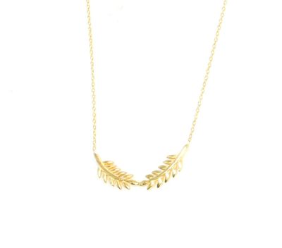 Sterling Silver Double Olive Branch Necklace, Gold Plated - 7
