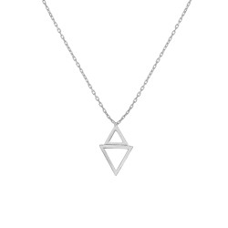 Sterling Silver Double Triangle Dainty Pendant Necklace, Gold Rhodium Plated - 2