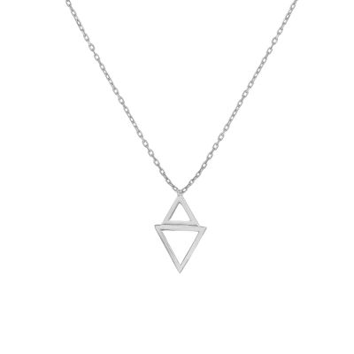 Sterling Silver Double Triangle Dainty Pendant Necklace, Gold Rhodium Plated - 2