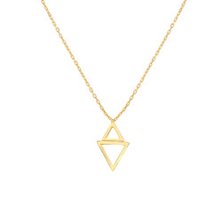 Sterling Silver Double Triangle Dainty Pendant Necklace, Gold Rhodium Plated - 3