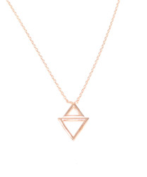 Sterling Silver Double Triangle Dainty Pendant Necklace, Gold Rhodium Plated - 4