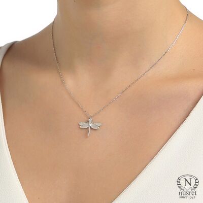 Sterling Silver Dragonfly Dainty Necklace, Gold Plated - 4