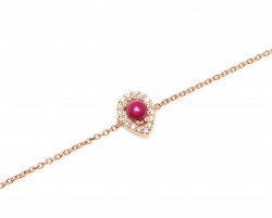 Sterling Silver Drop Design Chain Bracelet with Ruby and CZ, Rose Gold Vermeil - 1