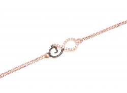 Sterling Silver Eternal Love Double Chain Bracelet with White CZ, Rose Gold Vermeil - Nusrettaki (1)