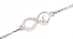 Sterling Silver Eternal Love Double Chain Bracelet with White CZ, White Gold Vermeil - Nusrettaki