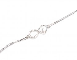 Sterling Silver Eternal Love Double Chain Bracelet with White CZ, White Gold Vermeil - 2