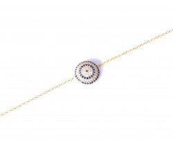 Sterling Silver Evil Eye Bracelet with Blue & White Zircons, Gold Plated - 1