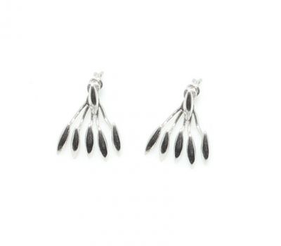 Sterling Silver Fan Earring Jackets, White Gold Plated - 3