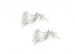 Sterling Silver Fan Earring Jackets, White Gold Plated - 4