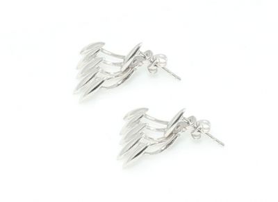 Sterling Silver Fan Earring Jackets, White Gold Plated - 4