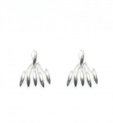 Sterling Silver Fan Earring Jackets, White Gold Plated - 5