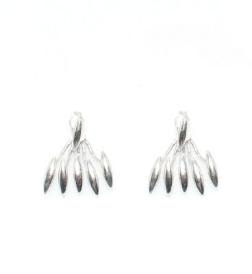 Sterling Silver Fan Earring Jackets, White Gold Plated - 5